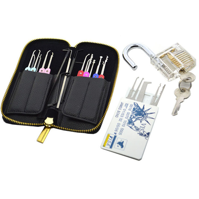 Set de bloqueio de aço inoxidável 22pcs + Kit de bloqueio de cartão de crédito + Prática de cadeado transparente