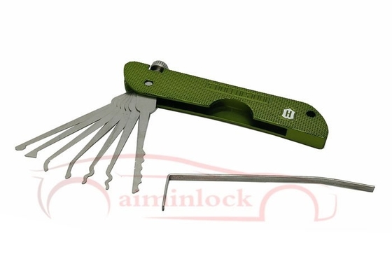 Ferramentas de fechadura Haoshi dobrável 7 em 1 Lock Picking Set Ferramentas de fechadura (verde)