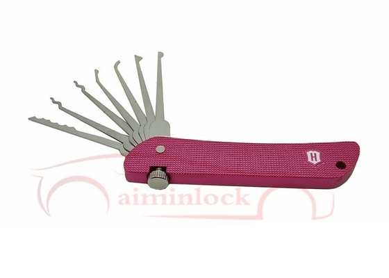 Haoshi Fold Ferramentas de Serralheiro Foldável 7 em 1 Lock Picking Set Ferramentas de Serralheiro (Pink)