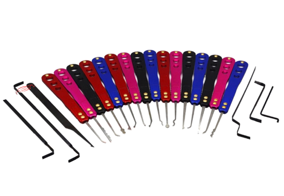 Colourful Lock Pick Set 22 em 1 Oxidação de liga de alumínio Kit de bloqueio automático Lock Pick Ferramentas de serralheiro